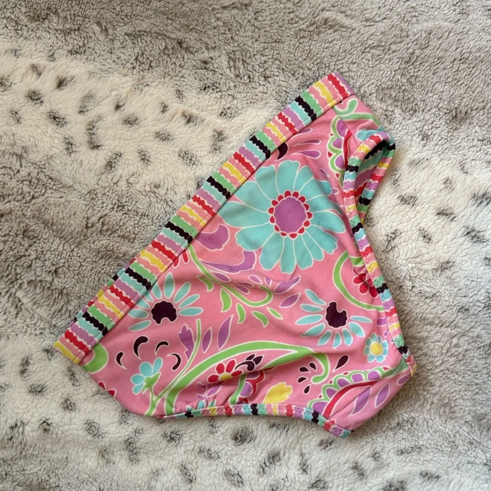 Hanna Andersson reversible bikini girls 5 tropical floral rainbow stripes beach
